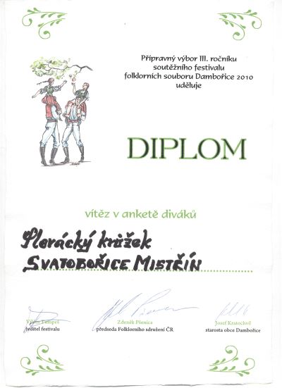 Diplom pro vítěze ceny diváků